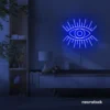 All Seeing Eye neon sign in dark blue for spiritual decor, yoga studios, and creative wall displays.