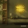 All Seeing Eye neon sign in golden yellow for spiritual decor, yoga studios, and creative wall displays.