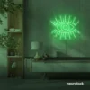 All Seeing Eye neon sign in green for spiritual decor, yoga studios, and creative wall displays.