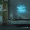 All Seeing Eye neon sign in ice blue for spiritual decor, yoga studios, and creative wall displays.