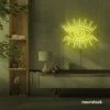 All Seeing Eye neon sign in lemon yellow for spiritual decor, yoga studios, and creative wall displays.
