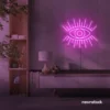 All Seeing Eye neon sign in pink for spiritual decor, yoga studios, and creative wall displays.