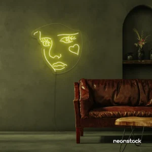 Girl Face Neon Sign – Line Art Neon by NeonStock