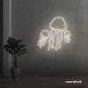 Jelly Fish neon sign in Neutral white for ocean-themed wall decor