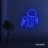 Jelly Fish neon sign in dark blue for ocean-themed wall decor