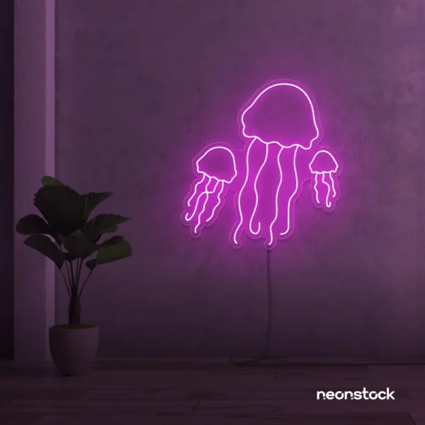 Jelly Fish neon sign in pink for ocean-themed wall decor