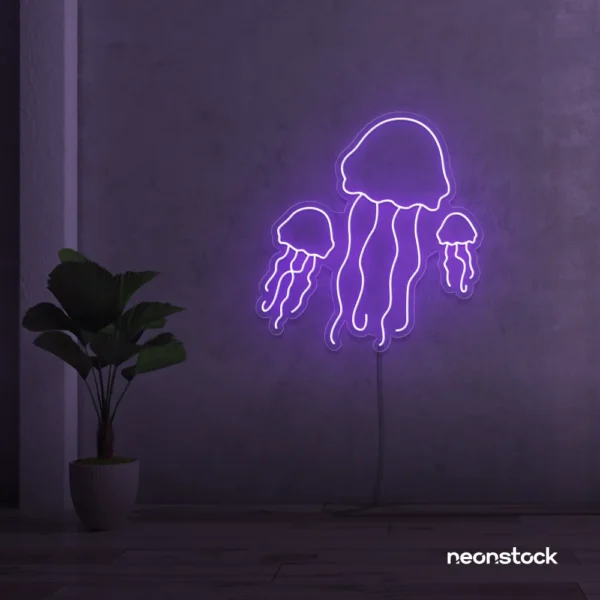 Jelly Fish neon sign in purple for ocean-themed wall decor