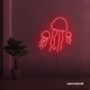 Jelly Fish neon sign in red for ocean-themed wall decor