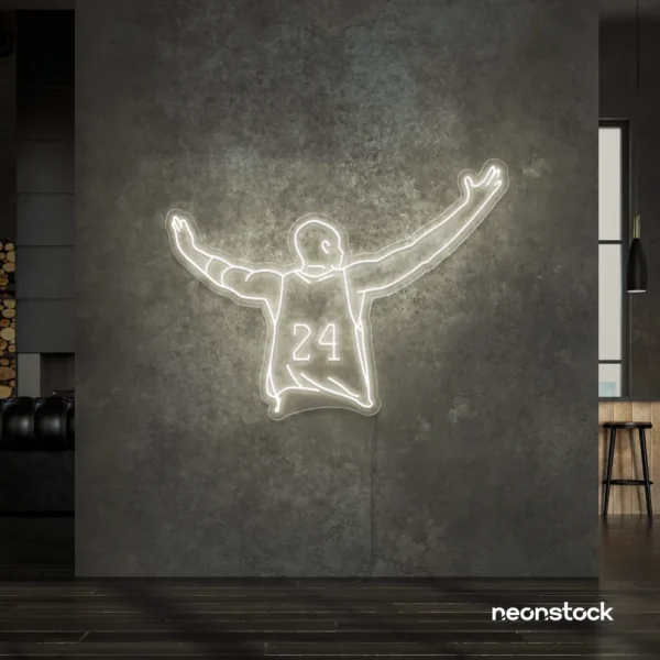 Kobe Bryant 24 neon sign in Neutral white for sports room or man cave
