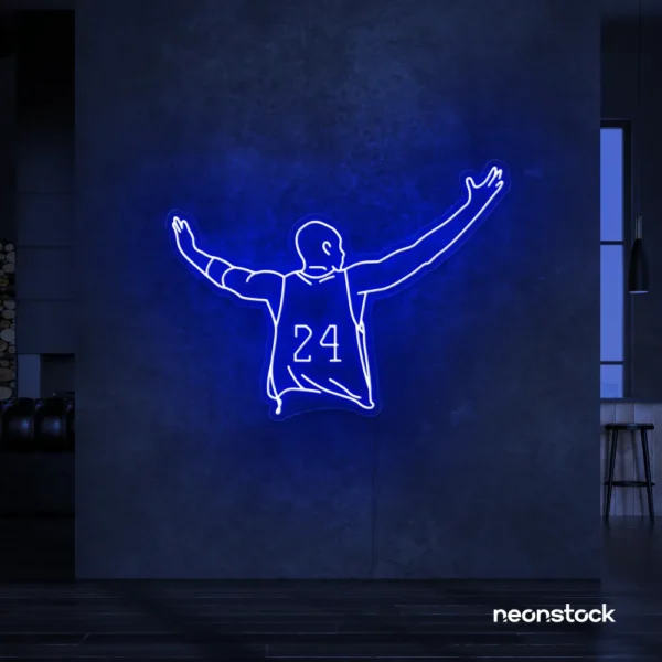 Kobe Bryant 24 neon sign in dark blue for sports room or man cave