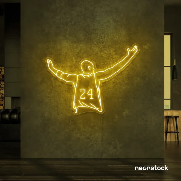 Kobe Bryant 24 neon sign in golden yellow for sports room or man cave