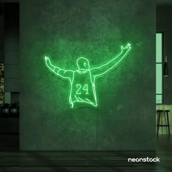 Kobe Bryant 24 neon sign in green for sports room or man cave