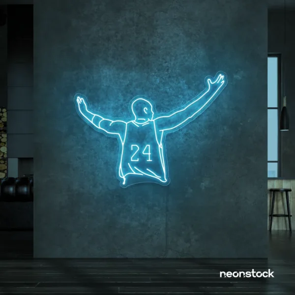 Kobe Bryant 24 neon sign in ice blue for sports room or man cave