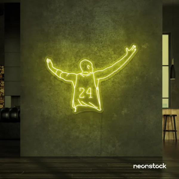 Kobe Bryant 24 neon sign in lemon yellow for sports room or man cave