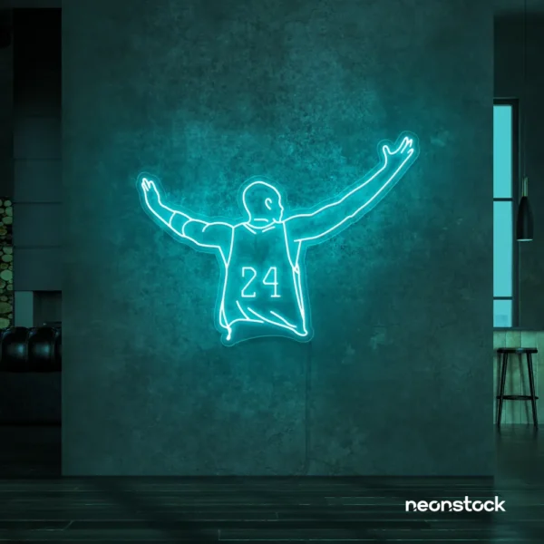 Kobe Bryant 24 neon sign in mint green for sports room or man cave