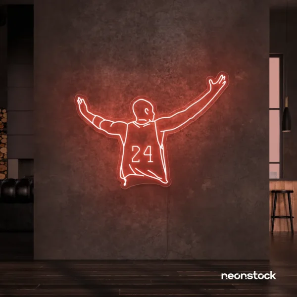Kobe Bryant 24 neon sign in peachy pink for sports room or man cave
