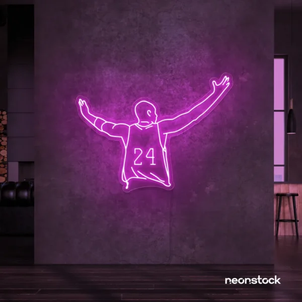 Kobe Bryant 24 neon sign in pink for sports room or man cave