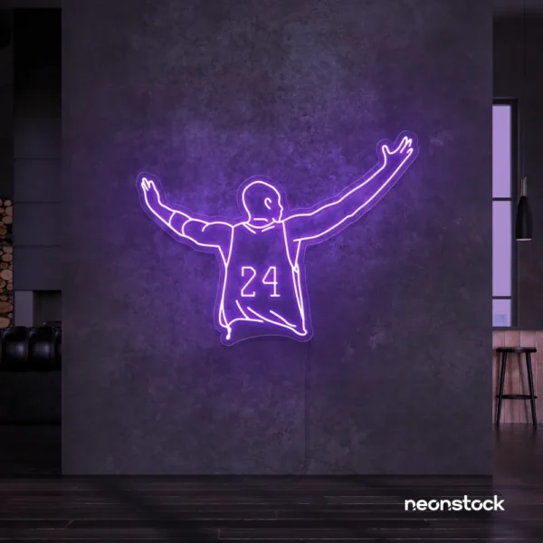 Kobe Bryant 24 neon sign in purple for sports room or man cave