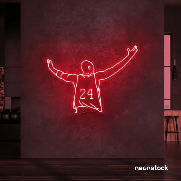 Kobe Bryant 24 neon sign in red for sports room or man cave