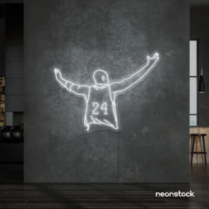 Kobe Bryant 24 neon sign in white for sports room or man cave
