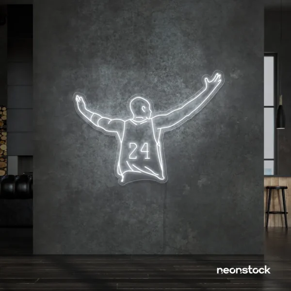Kobe Bryant 24 neon sign in white for sports room or man cave