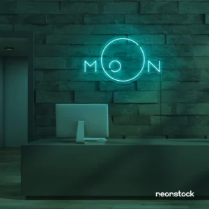 Moon neon sign in mint green for aesthetic room decor