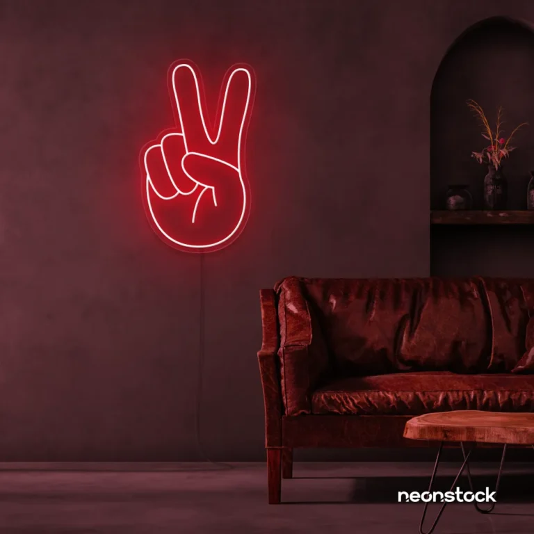 Peace neon sign in red for wall decor