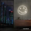 Smiley face neon sign in Neutral white for home or kids room wall decor