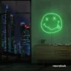 Smiley face neon sign in green for home or kids room wall decor
