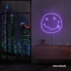 Smiley face neon sign in purple for home or kids room wall decor