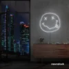 Smiley face neon sign in white for home or kids room wall decor