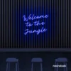 Welcome to the Jungle neon sign in dark blue for bold interiors, gaming setups, and tropical decor.