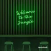 Welcome to the Jungle neon sign in deep green for bold interiors, gaming setups, and tropical decor.