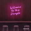 Welcome to the Jungle neon sign in pink for bold interiors, gaming setups, and tropical decor.