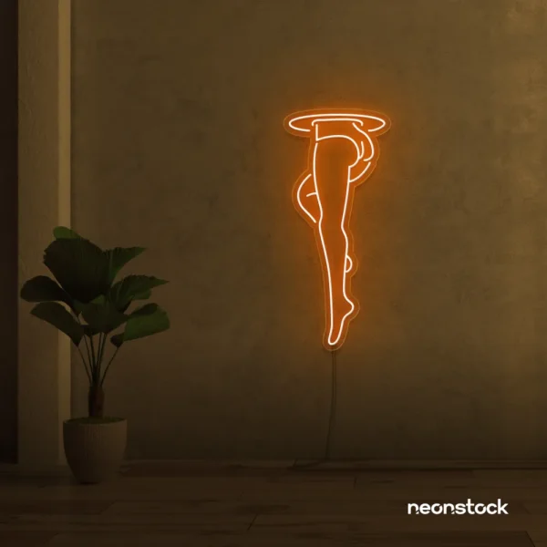 Legs Neon Sign in Orange for aesthetic home or room decor