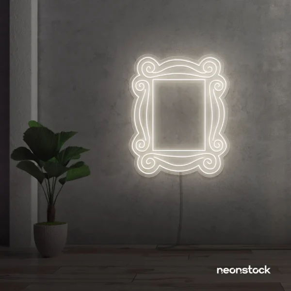 Mirror neon sign in neutral white for home and beauty salon decor