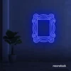 Mirror neon sign in dark blue for home and beauty salon decor