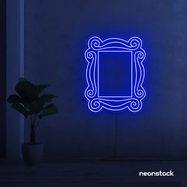 Mirror neon sign in dark blue for home and beauty salon decor