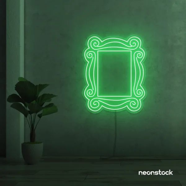 Mirror neon sign in green for home and beauty salon decor