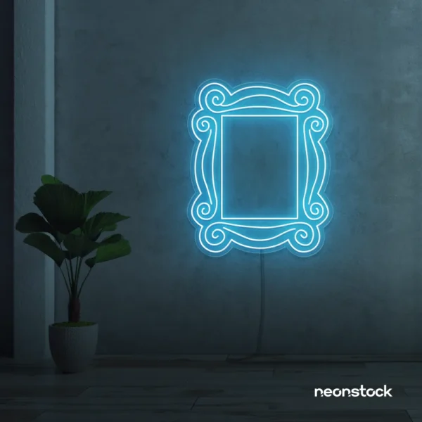 Mirror neon sign in ice blue for home and beauty salon decor