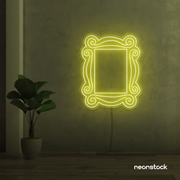 Mirror neon sign in lemon yellow for home and beauty salon decor