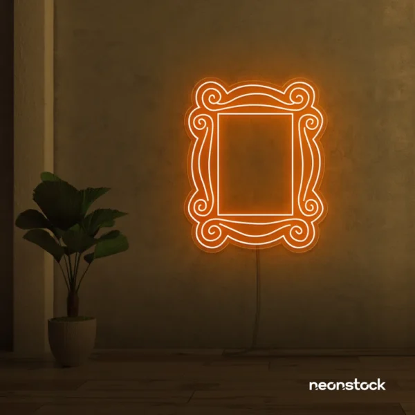 Mirror neon sign in orange for home and beauty salon decor