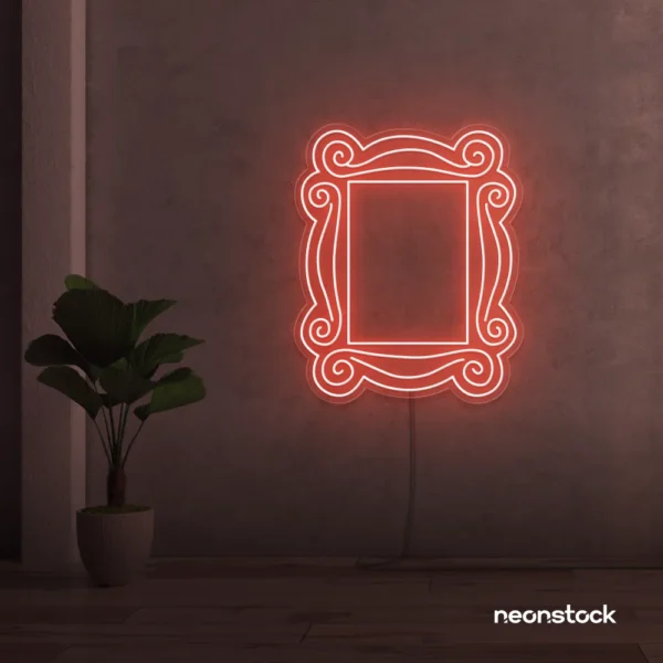 Mirror neon sign in peachy pink for home and beauty salon decor