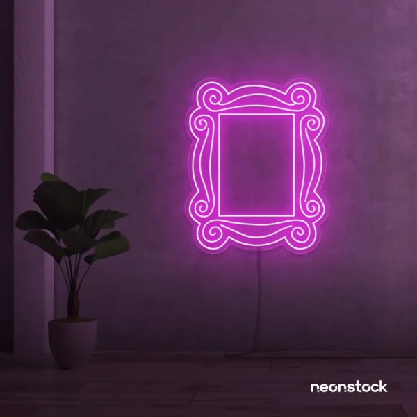 Mirror neon sign in pink for home and beauty salon decor