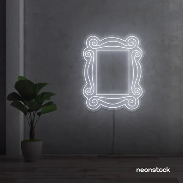 Mirror neon sign in white for home and beauty salon decor