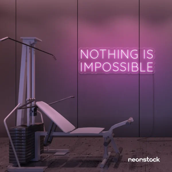 Nothing Is Impossible neon sign in baby pink for success-focused interiors, office walls, and growth mindsets.