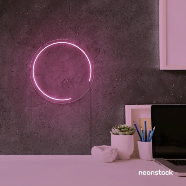 Semi circle neon sign in baby pink for modern bar or garage wall decor