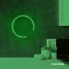 Semi circle neon sign in deep green for modern bar or garage wall decor