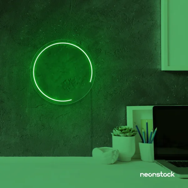 Semi circle neon sign in deep green for modern bar or garage wall decor