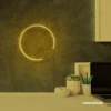 Semi circle neon sign in golden yellow for modern bar or garage wall decor